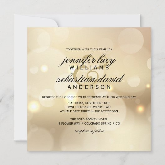 Invitation Elégant Bokeh Bokeh Light Chic Mariage (Devant)