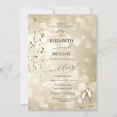 Invitation Elegant Bokeh,Confetti Wine Glasses Wedding (Devant)