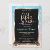 Invitation Elégant Bokeh Ombre Gold Frame 50e fête d'annivers (Devant)