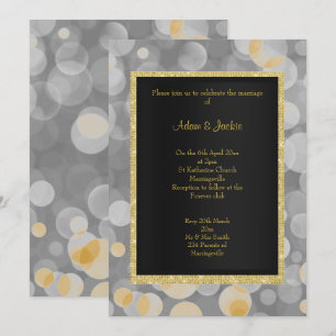 INVITATION ÉLÉGANT BOKEH SILVER GOLD MARIAGE