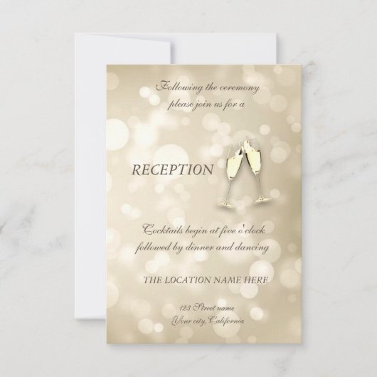 Invitation Elégant Bokeh Vins Lunettes de mariage Réception d (Devant)