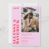 Invitation Elegant Bold boho rouge chaud mariage photo (Devant)