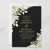 Invitation Élégant Bold Chic Black Gold Floral Mariage photo (Devant)