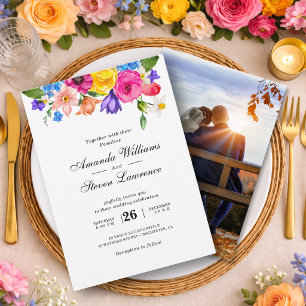 Invitation Élégant Bold Coloré Fleurs aquarelle mariage