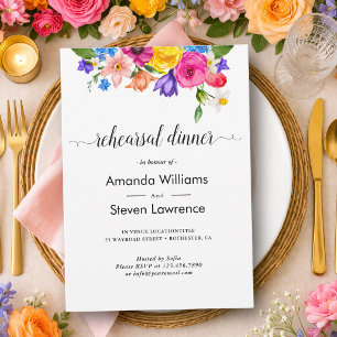 Invitation Élégant Bold Coloré Fleurs aquarelle mariage