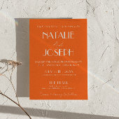 Invitation Elegant Bold Orange Stylish All In One Wedding