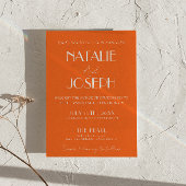 Invitation Elegant Bold Orange Stylish Photo QR Code Wedding