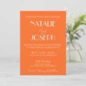 Invitation Elegant Bold Orange Stylish QR Code Wedding (Debout devant)