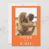 Invitation Elegant Bold Orange Stylish Retro Photo Wedding (Dos)