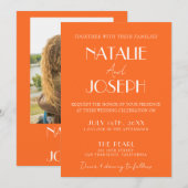 Invitation Elegant Bold Orange Stylish Retro Photo Wedding (Devant / Derrière)