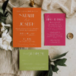 Invitation Elegant Bold Orange Stylish Retro Wedding<br><div class="desc">This wedding invitation is perfect for your wedding if you are looking for an elegant unique and easy editable invitation .An elegant unique simple minimalist bright orange and white wedding template invitation. as you see it features plain orange background. And classy Parisian font in white bright bride's and groom's first...</div>