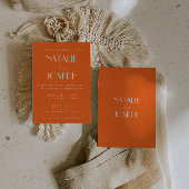 Invitation Elegant Bold Orange Stylish Retro Wedding