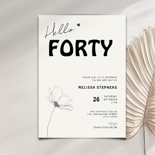 Invitation Elegant Bonjour Quarante Typographie Gras Annivers