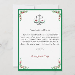 Invitation Elegant Bordeaux Emerald Floral Wedding Thank You