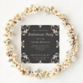 Invitation Elégant Bordure Or Sur Black Retraite Party