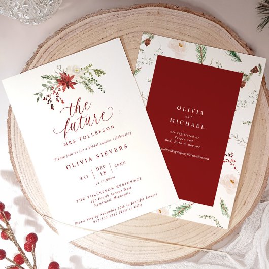 Invitation Elegant Botanical Christmas Bridal Shower