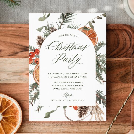 Invitation Elegant Botanical Citrus Arch Christmas Party
