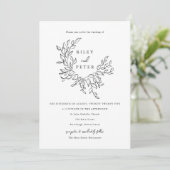 Invitation Élégant Botanical Crest Chic Script Photo Mariage (Debout devant)