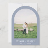 Invitation Elegant Botanical Dusty Blue Boho Arched Wedding (Dos)