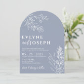 Invitation Elegant Botanical Dusty Blue Boho Arched Wedding (Debout devant)