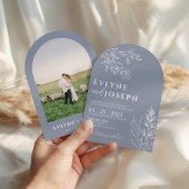 Invitation Elegant Botanical Dusty Blue Boho Arched Wedding