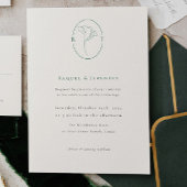 Invitation Elegant Botanical Emerald Monogram Wedding