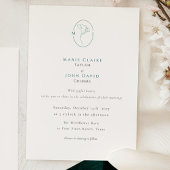 Invitation Elegant Botanical Emerald Monogram Wedding