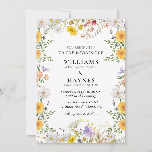 Invitation Elegant Botanical Floral Greenery Wedding (Devant)