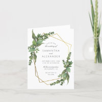 Elegant Botanical Greenery Gold Geometric Wedding
