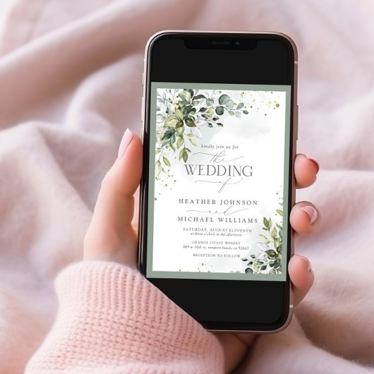 Invitation Elégant Botanical Greenery Mariage d'aquarelle