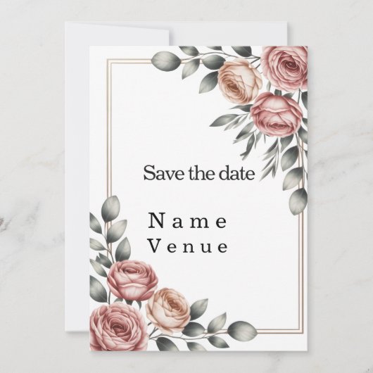 Invitation Elegant botanical save the date  (Devant)