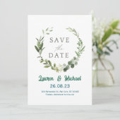 Invitation Elegant Botanical Save the Date Modern Greenery (Debout devant)