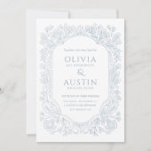 Invitation Elegant Botanical Wedding | Heirloom Blue Invite (Devant)