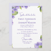 Invitation Elégant Botanique Aquarelle Violets Mariage (Devant / Derrière)