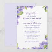 Invitation Elégant Botanique Aquarelle Violets Mariage (Devant / Derrière)