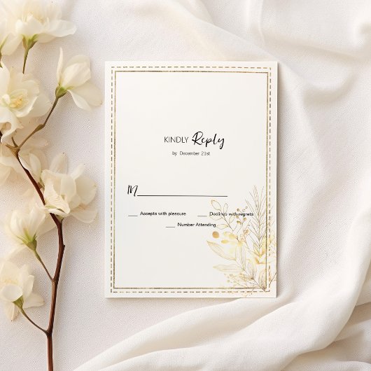 Invitation Elégant botanique blanc floral RSVP