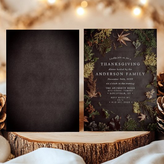 Invitation Élégant Botanique Chute Foliage Thanksgiving Dîner