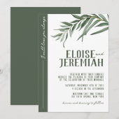 INVITATION ELÉGANT BOTANIQUE COULEUR D'EAU VERTE MARIAGE (Devant / Derrière)