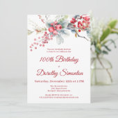 Invitation Elégant Botanique de Berry d'hiver 100e anniversai (Debout devant)