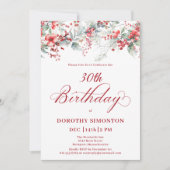 Invitation Elégant Botanique de Berry d'hiver 30e anniversair (Devant)