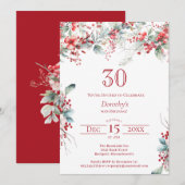 Invitation Elégant Botanique de Berry d'hiver 30e anniversair (Devant / Derrière)