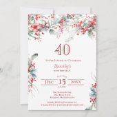 Invitation Elégant Botanique de Berry d'hiver 40e anniversair (Devant)