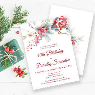 Invitation Elégant Botanique de Berry d'hiver 40e anniversair