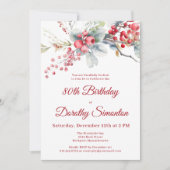 Invitation Elégant Botanique de Berry d'hiver 80e anniversair (Devant)