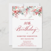 Invitation Elégant Botanique de Berry d'hiver 80e anniversair (Devant)