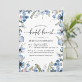 Invitation Elégant Botanique Dusty Blue Floral Bridal Brunch (Debout devant)
