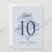 Invitation Elégant Botanique Dusty Blue Mariage Numéro de tab (Devant)