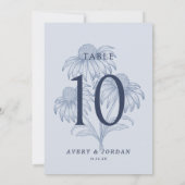 Invitation Elégant Botanique Dusty Blue Mariage Numéro de tab (Dos)