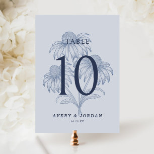Invitation Elégant Botanique Dusty Blue Mariage Numéro de tab
