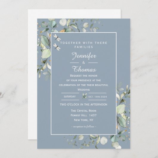 Invitation Elégant Botanique Eucalyptus Verdure Hydrangea (Devant / Derrière)